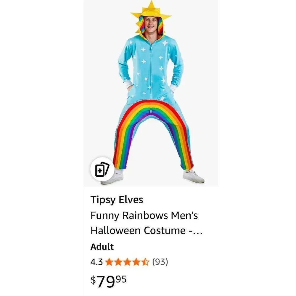 Tipsy Elves Funny Rainbows Men's Halloween Costume - Small - Picture 8 of 8